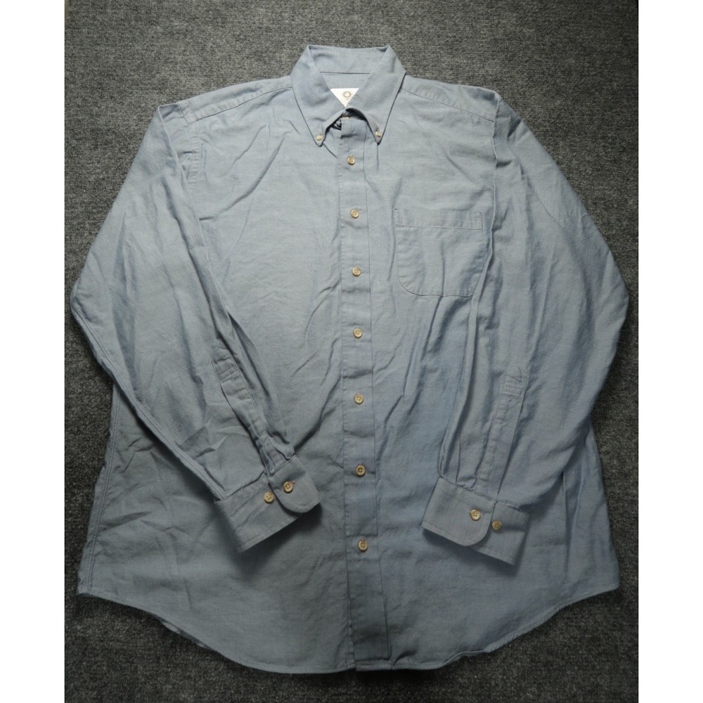 Viyella Mens Cotton Wool Flannel Grey Button-Down Shirt Size L Made in USA